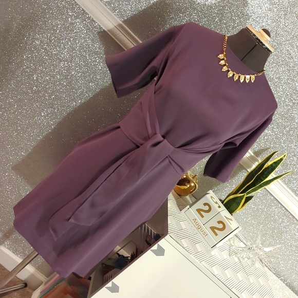 Lavender, Purple short-sleeved casual/formal, summer/fall wedding guest dress - Picture 6 of 11